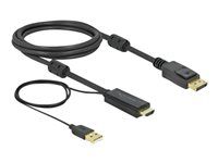 Kabel video/audio - HDMI, USB (pouze napájení) s piny (male) do DisplayPort s piny (male) - 2 m - trojnásobně stíněný - černá - podporuje 4K