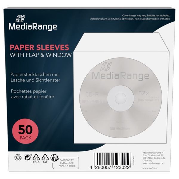 MEDIARANGE Obal na CD/DVD pap 1 bal (50 ks), okno