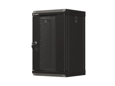 Lanberg racková skříň 10" nástěnná 9u/300x300 (flat pack) s prosklenými dveřmi černá
