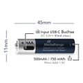 MEDIARANGE Baterie nabíjecí AAA, USB-C, 4 ks