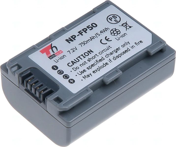 Baterie T6 Power Sony NP-FP30, NP-FP50, 750mAh, 5,4Wh, šedá