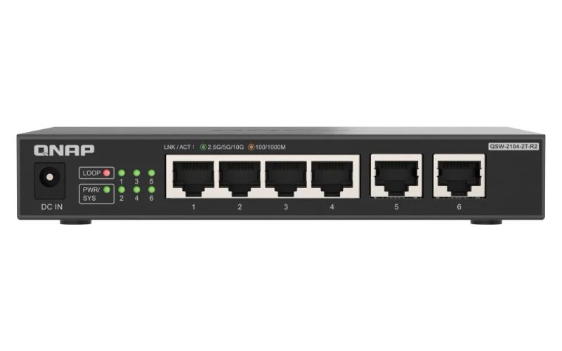 QNAP switch QSW-2104-2T-R2 (4x 2,5GbE RJ45 a 2x 10GbE RJ45)