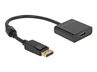Video adaptér - DisplayPort s piny (male) s jazýčkem do HDMI se zdířkami (female) - 20 cm - černá - aktivní, podpora 4K30Hz