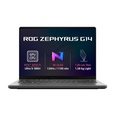 ASUS ROG Zephyrus G14/GU405AR-SY030WZ/U9-386H/14"/2880x1800/64GB/1TB/RTX 5070Ti/W11H/Gray/2R