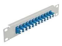 Propojovací panel - montáž na skříňku - LC SM X 24 - šedá, modrá - 1U - 10"