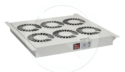 Ventilační jednotka 6 vent.,termostat, do stropu i dna VJ-R6, šedá