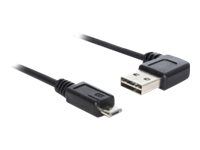 Kabel USB - USB (M) levý/pravý úhel, reverzibilní do Micro USB typ B (M) rovné - USB 2.0 - 50 cm - černá