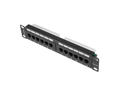 Patch panel 12PORT 1U 10" CAT.5E utp černý lanberg