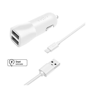 FIXED 2xUSB, USB/Lightning,1m MFI, 15W, bílá