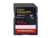 SanDisk Extreme PRO - Pametová karta flash - 64 GB - Video Class V30 / UHS-I - SDXC UHS-I