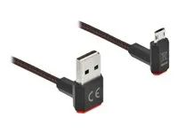 Kabel USB - USB (M) zahnutý nahoru/dolů, reverzibilní do Micro USB typ B (M) zahnutý nahoru/dolů, reverzibilní - USB 2.0 - 1 m - černá