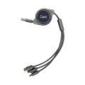 Kabel GETI GCU 04 USB 3v1 stříbrný samonavíjecí