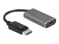 Video adaptér - DisplayPort s piny (male) zamykací do HDMI, USB-C (pouze napájení) se zdířkami (female) - 20 cm - šedá, černá - aktivní konvertor, podpora 8K60Hz (7680 x 4320)