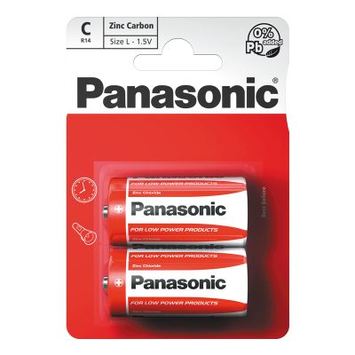 Baterie C (R14) Zn-Cl PANASONIC Red 2ks / blister
