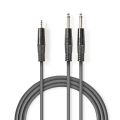 Kabel Jack 3,5mm konektor/2x Jack 6,35mm konektor 1,5m NEDIS COTH23200GY15