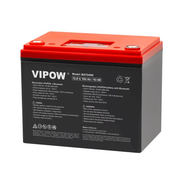 Baterie LiFePO4 12,8V 100Ah VIPOW BAT0499 Bluetooth