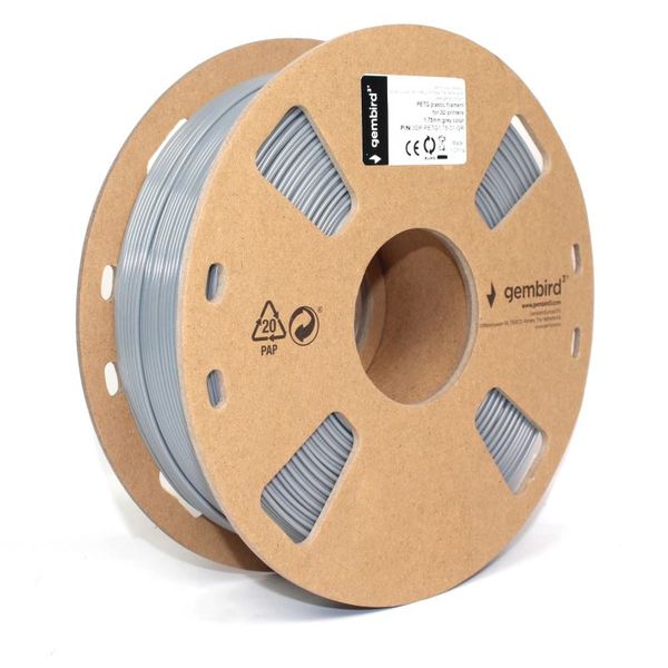 GEMBIRD Náplň 3D PETG 1.75mm/1kg Grey