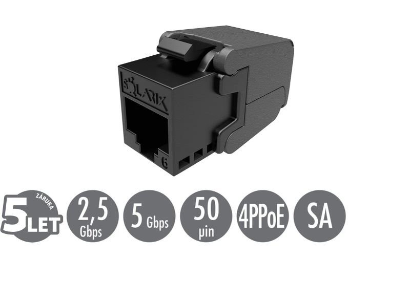 Samořezný keystone Solarix CAT6 UTP SXKJ-6-UTP-BK-SA Component Level a 4PPoE certifikace