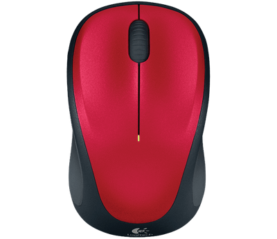 Logitech M235/Cestovní/Optická/1 000 DPI/Bezdrátová USB/Černá-červená
