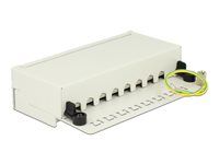 Propojovací panel - montáž na stěnu - CAT 6a - RJ-45 X 8 - světle šedá, RAL 7035