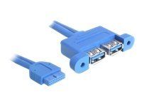 Kabel z USB iinterní na externí - 19 pin USB 3.0 header (F) do USB typ A (F) - 45 cm - modrá
