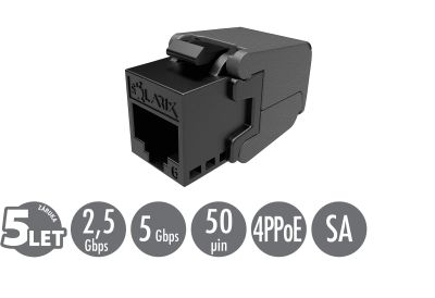 Samořezný keystone Solarix CAT6 UTP SXKJ-6-UTP-BK-SA Component Level a 4PPoE certifikace