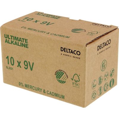 DELTACO ULTIMATE, Baterie alkalická 9V 6LR61 10ks