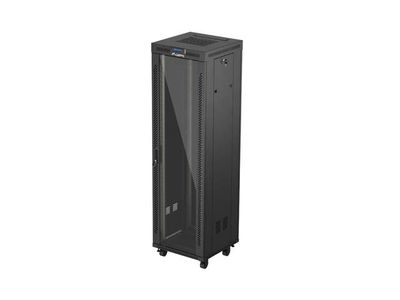 19" Volně stojící racková skříň 42u/600x600 (flat pack) s prosklenými dveřmi lcd černá lanberg V2