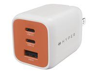 HyperJuice Flex - Sítový adaptér - GaN - 65 watt - 3 výstupní konektory (2 x USB-C, USB) - vermillion orange