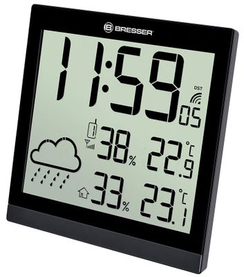 Meteostanice Bresser TemeoTrend JC LCD RC (nástěnné hodiny), černá