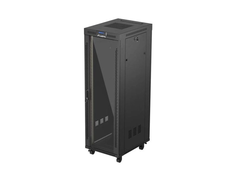 Lanberg 19" volně stojící racková skříň 37u/600x800 (flat pack) s prosklenými dveřmi lcd černá