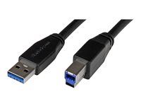 M/M - USB A to B Cable - USB 3.1 Gen 1 (5 Gbps) (USB3SAB5M) - Kabel USB - USB Type B (M) do USB typ A (M) - USB 3.0 - 5 m - lisovaný - černá - pro P/N: ST1030USBM
