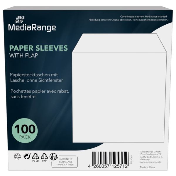 MEDIARANGE Obálka na CD/DVD, bez okna, 100 ks