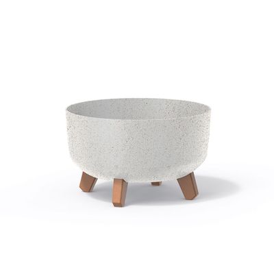 Květináč GRACIA LOW ECO WOOD bílý 28,5cm