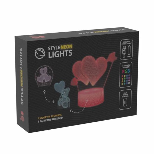 MANTA HEARTS, 3D LED Neon dekorace (3x vzor)