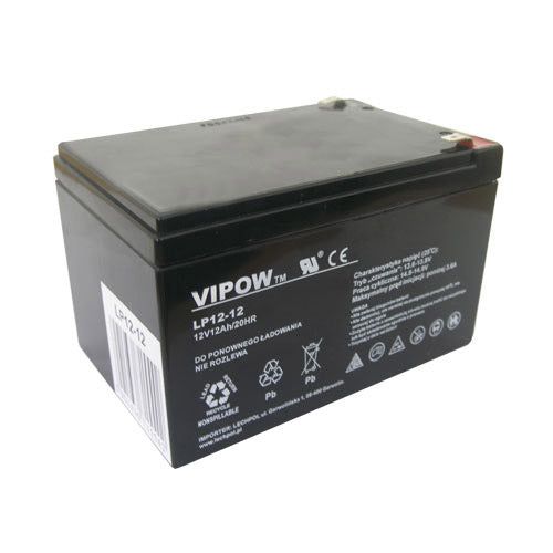 Baterie olověná 12V 12Ah VIPOW BAT0216