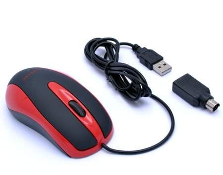 AMEI AM-M801/Kancelářská/Optická/800 DPI/Drátová USB/Černá-červená