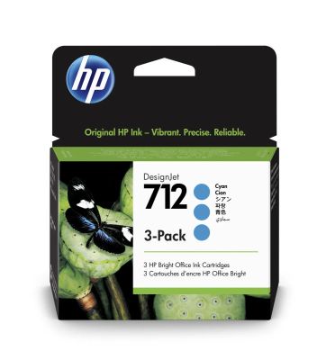 HP 712 Ink. náplň azurová, trojbalení, 3ED77A