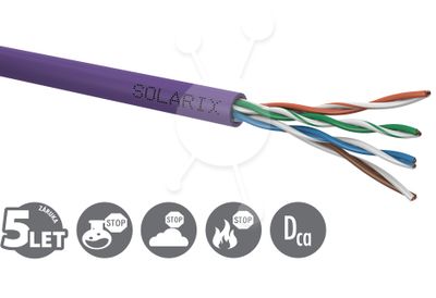 Instalační kabel Solarix CAT5E UTP LSOH Dca-s1,d2,a1 1000m/cívka SXKD-5E-UTP-LSOH