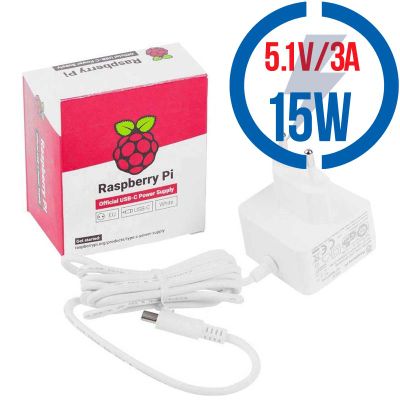 RASPBERRY USB-C adaptér Raspberry Pi 4B 3A bílý