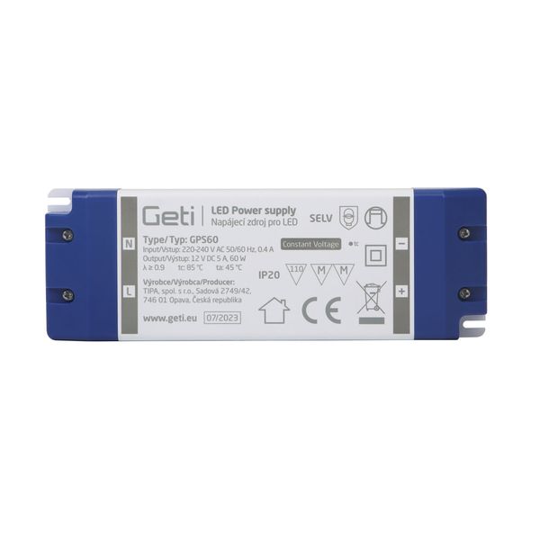Zdroj spínaný pro LED 12V/ 60W GETI GPS60, IP20