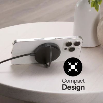 Qi2 magnetic charger with kickstand - black