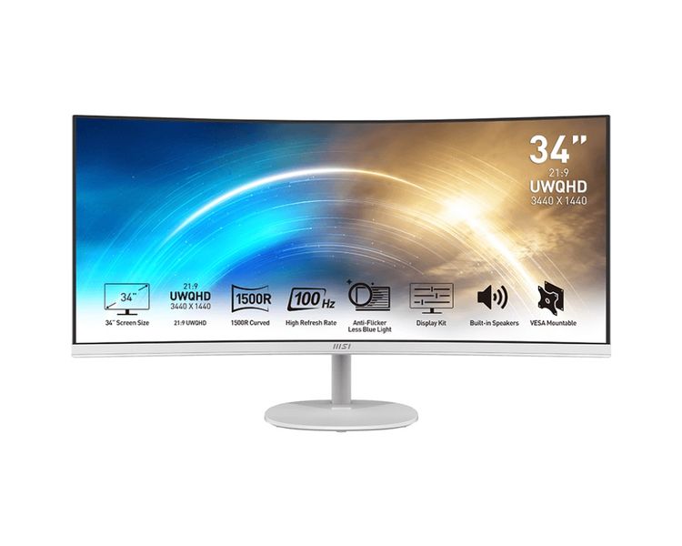 MSI Pro/MP341CQW/34"/VA/wQHD/100Hz/1ms/Bílá/3R
