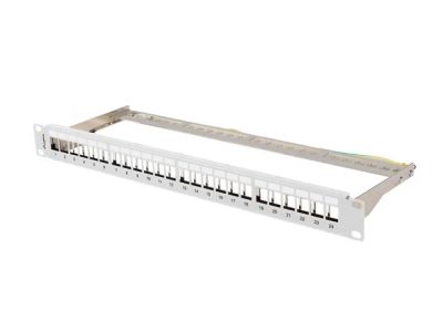 Patch panel prázdný 24 portů 1U 19" ftp pro moduly keystone šedý lanberg