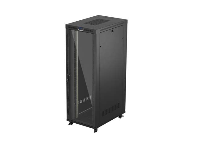 19" Volně stojící racková skříň 47U 800X1200 černé skleněné dveře lcd lanberg (flat pack) V2