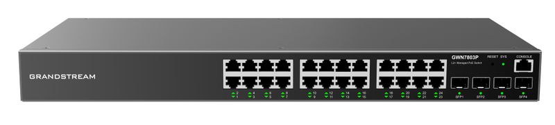 Grandstream GWN7803P L2+ Managed Network PoE Switch 24x 1Gb RJ45, 4x SFP, DHCP, QoS, VLAN