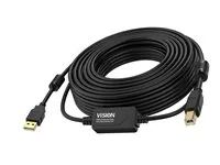 Kabel USB - USB (M) do USB typ B (M) - USB 2.0 - 10 m - aktivní inline booster - černá