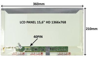 LCD PANEL 15,6" HD 1366x768 40PIN LESKLÝ / ŠROUBOVÁNÍ Z BOKŮ