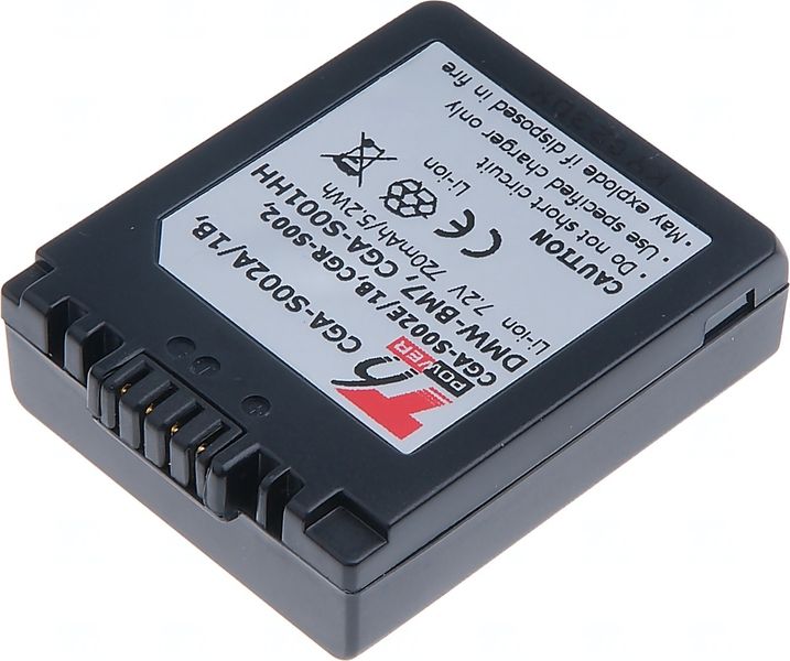 Baterie T6 Power Panasonic DMW-BM7, CGA-S002E, CGA-S002, 720mAh, 5,2Wh