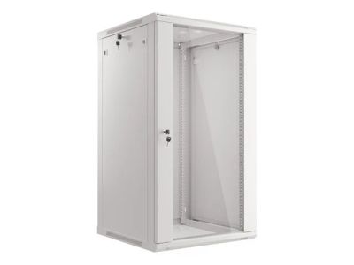 Lanberg 19" racková skříň pro montáž na stěnu 22u/600x600 (flat pack) s prosklenými dveřmi šedá V2